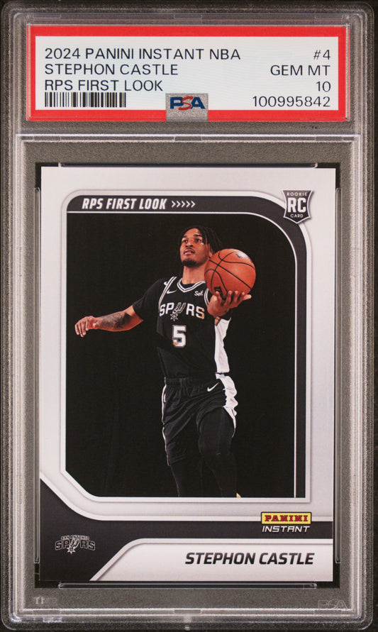 Graded 2024 Panini Instant NBA Stephon Castle #4 RPS First Look Rookie RC Basketball Card PSA 10 Gem Mint
