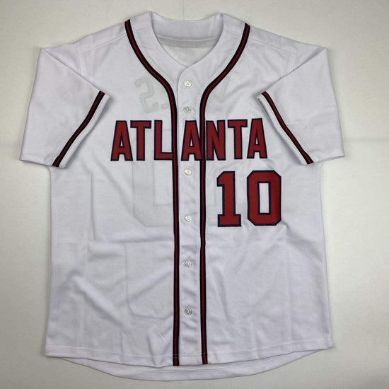 Autographed/Signed Chipper Jones Atlanta White Baseball Jersey JSA COA