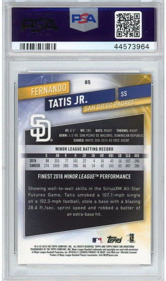 Graded 2019 Topps Finest Fernando Tatis Jr. #85 Rookie RC Baseball Card PSA 10 Gem Mint