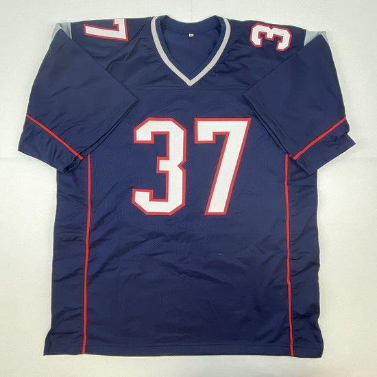 Autographed/Signed Damien Harris New England Blue Football Jersey Beckett BAS COA