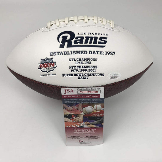 Autographed/Signed Aaron Donald Los Angeles LA Rams F/S White Panel Logo Football JSA COA