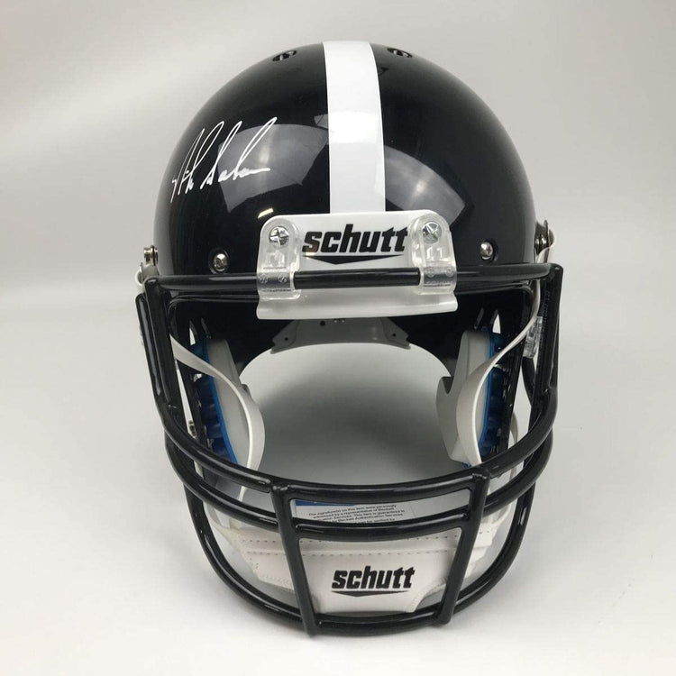 Autographed/Signed Nick Saban Alabama Crimson Tide Black Full Size FS F/S Replica College Football Helmet JSA COA