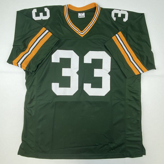 Autographed/Signed Aaron Jones Green Bay Green Football Jersey Beckett BAS COA