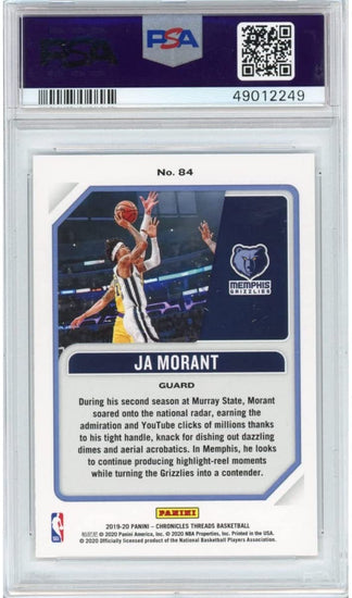 Graded 2019-20 Panini Chronicles Ja Morant #84 Rookie RC Basketball Card PSA 10 Gem Mint