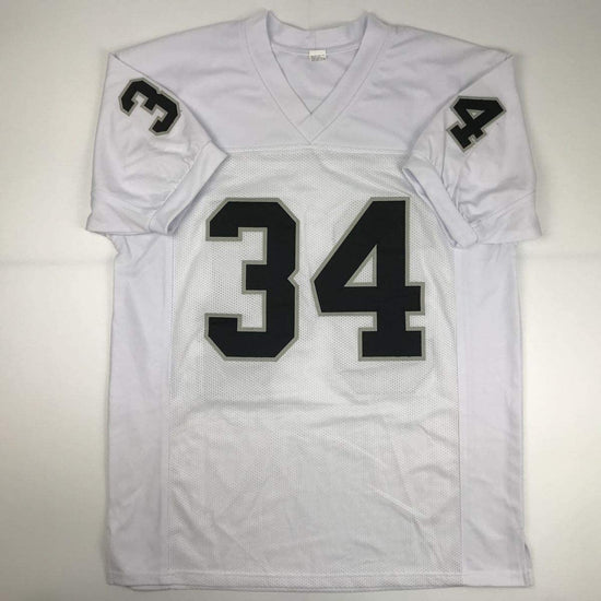 Autographed/Signed Bo Jackson Oakland White Football Jersey Beckett BAS COA