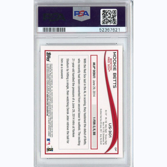 Graded 2014 Topps Update Mookie Betts #US301 Rookie RC Baseball Card PSA 10 Gem Mint