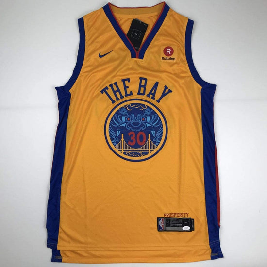 Autographed/Signed Stephen Steph Curry Golden State Chinese Heritage Yellow Basketball Jersey JSA COA/LOA
