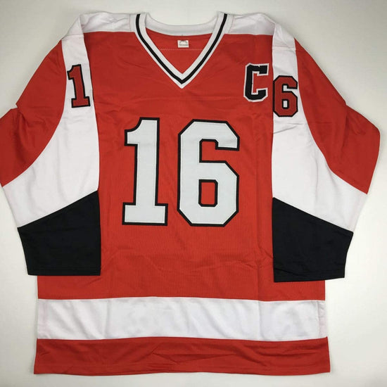 Autographed/Signed Bob Bobby Clarke Philadelphia Orange Hockey Jersey JSA COA