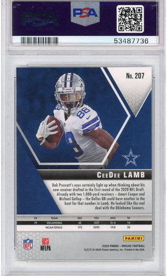 Graded 2020 Panini Mosaic CeeDee Lamb #207 Rookie RC Football Card PSA 10 Gem Mint