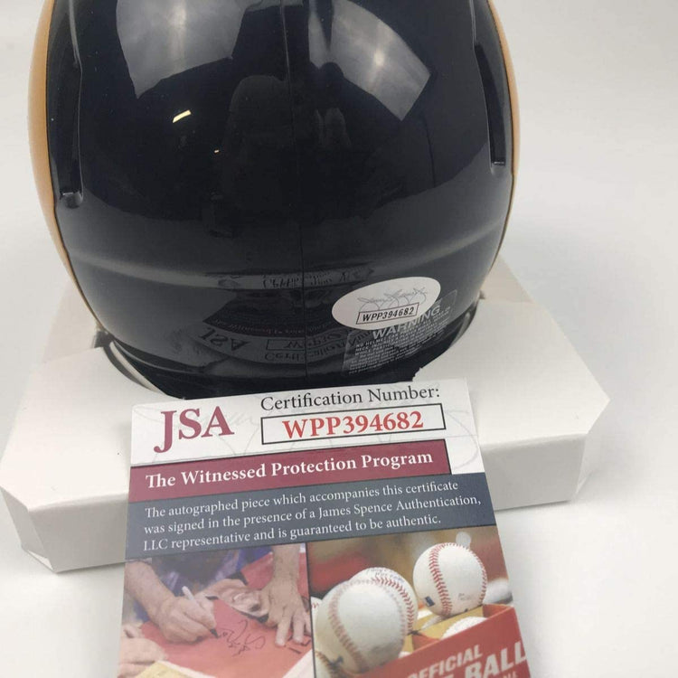 Autographed/Signed Aaron Donald Los Angeles Rams Retro Mini Football Helmet JSA COA