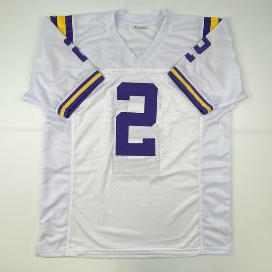 Autographed/Signed Justin Jefferson LSU White College Football Jersey JSA COA