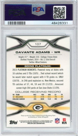 Graded 2014 Topps Platinum Davante Adams #107 Rookie RC Football Card PSA 10 Gem Mint