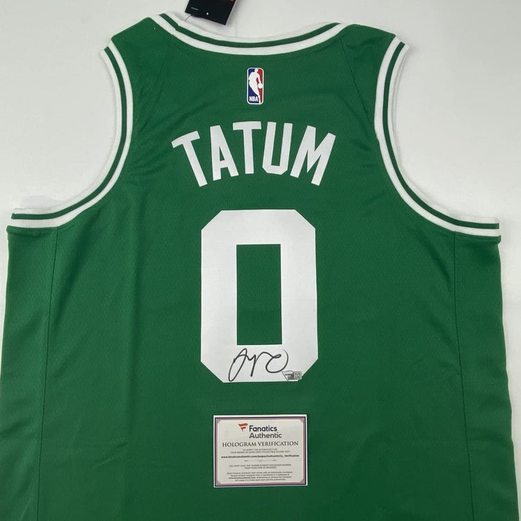 Autographed/Signed Jayson Tatum Boston Celtics Green Basketball Jersey Fanatics COA