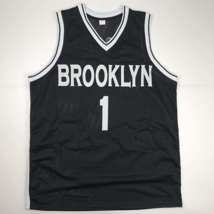 Autographed/Signed D'Angelo Russell Brooklyn Black Basketball Jersey JSA COA