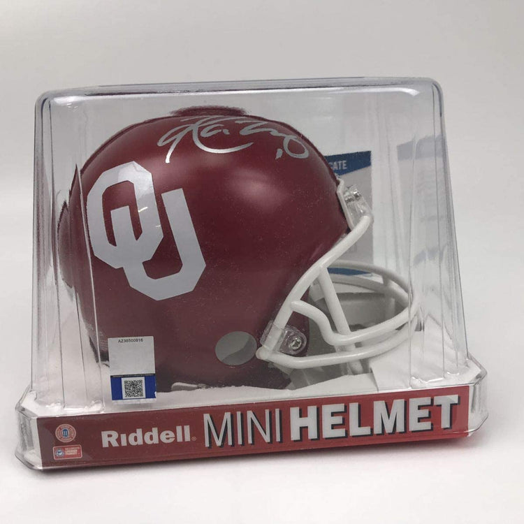 Autographed/Signed Kyler Murray Oklahoma Sooners Mini College Football Helmet Beckett BAS COA