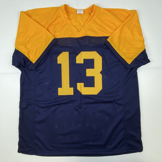 Autographed/Signed Allen Lazard Green Bay Retro Blue Football Jersey Beckett BAS COA