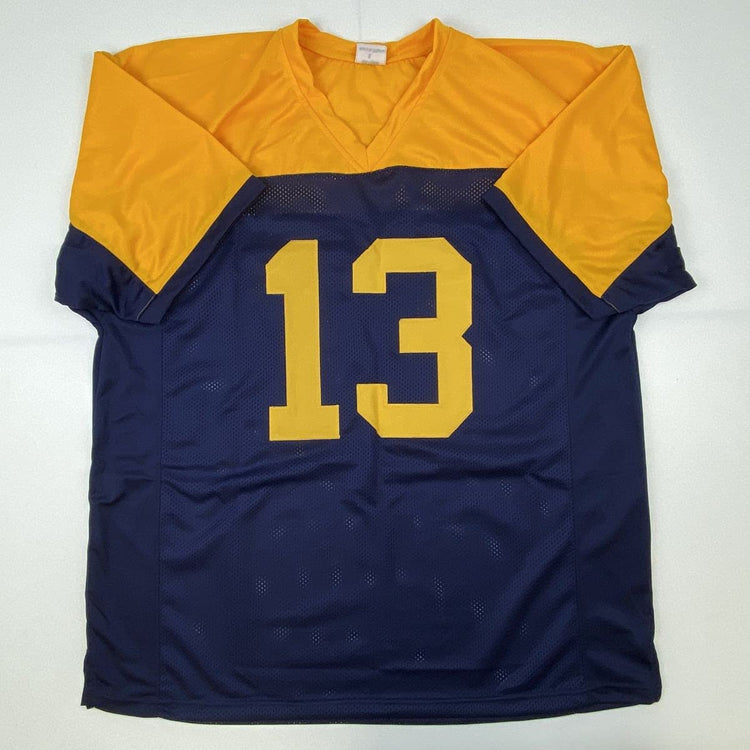 Autographed/Signed Allen Lazard Green Bay Retro Blue Football Jersey Beckett BAS COA