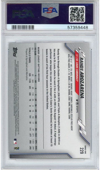 Graded 2020 Topps Randy Arozarena #229 Rookie RC Baseball Card PSA 10 Gem Mint