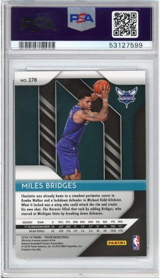 Graded 2018-19 Panini Prizm Miles Bridges #278 Rookie RC Basketball Card PSA 10 Gem Mint