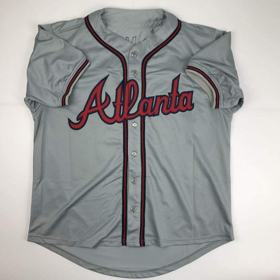 Autographed/Signed Chipper Jones Atlanta Grey Baseball Jersey JSA COA