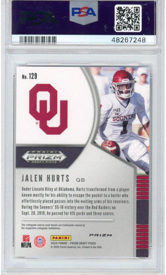 Graded 2020 Panini Prizm Draft Picks DP Jalen Hurts #129 Red Rookie RC Football Card PSA 10 Gem Mint