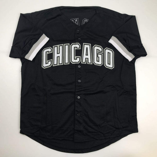 Autographed/Signed Frank Thomas Chicago Black Baseball Jersey JSA COA