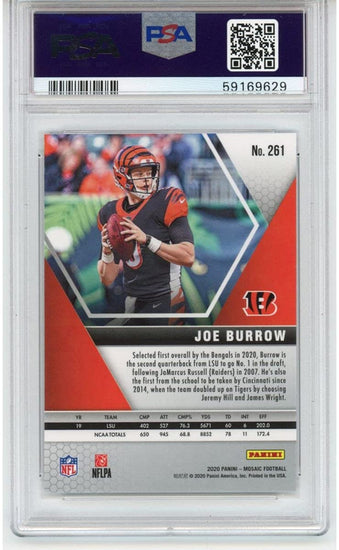 Graded 2020 Panini Mosaic Joe Burrow #261 Rookie RC Football Card PSA 10 Gem Mint