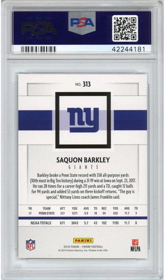 Graded 2018 Panini Saquon Barkley #313 Rookie RC Football Card PSA 10 Gem Mint
