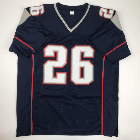 Autographed/Signed Sony Michel New England Blue Football Jersey JSA COA