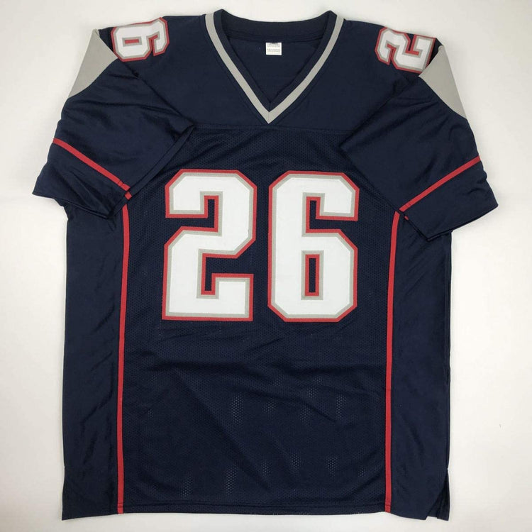 Autographed/Signed Sony Michel New England Blue Football Jersey JSA COA