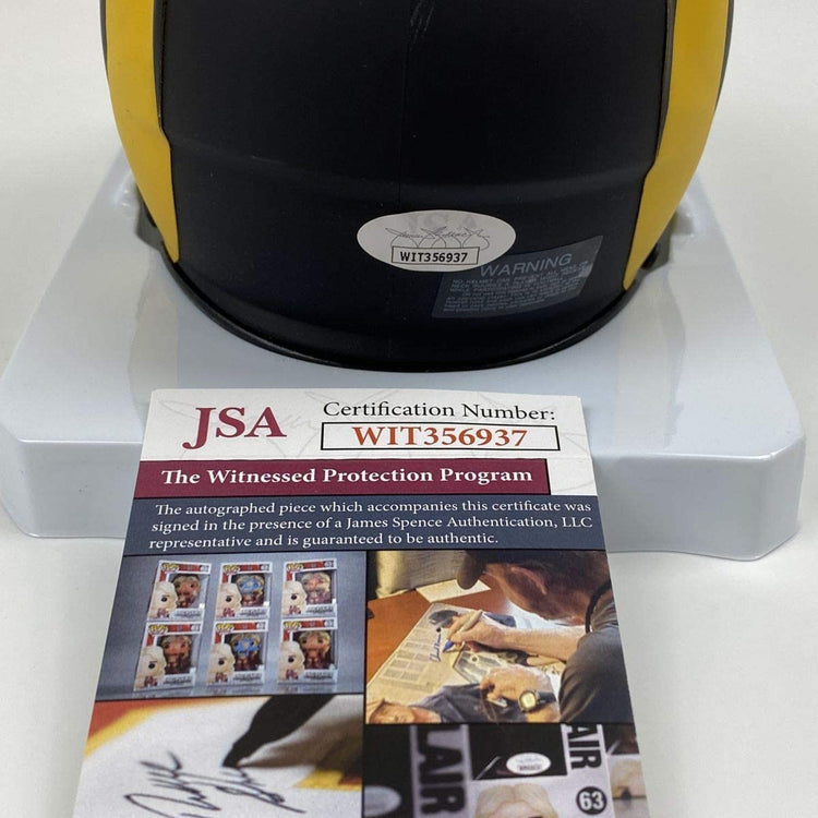 Autographed/Signed Aaron Donald Los Angeles Rams Eclipse Mini Football Helmet JSA COA