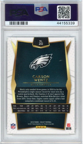 Graded 2016 Panini Select Carson Wentz #20 Rookie RC Football Card PSA 10 Gem Mint