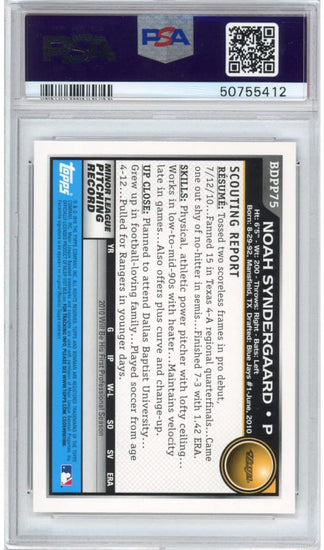 Graded 2010 Bowman Draft Picks & Prospects Noah Syndergaard #BDPP75 Rookie RC Baseball Card PSA 10 Gem Mint