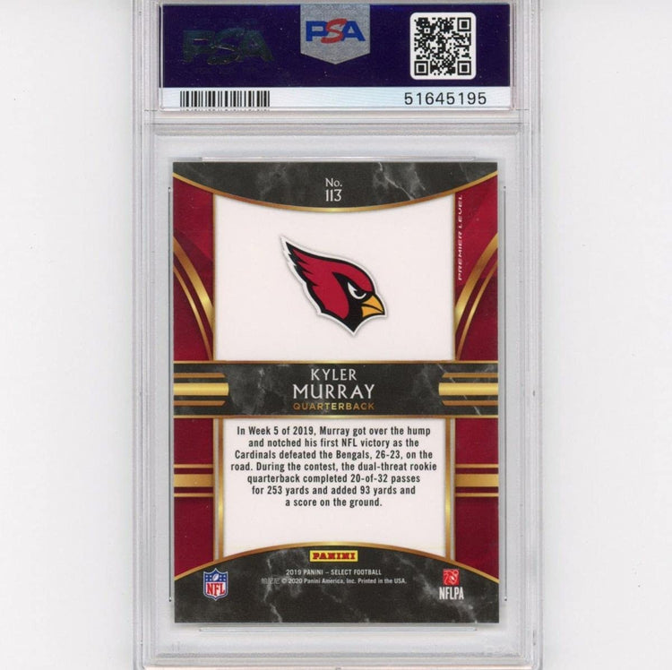 Graded 2019 Panini Select Kyler Murray #113 Rookie RC Football Card PSA 9 Mint