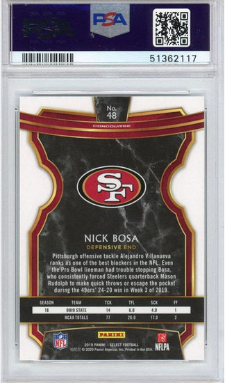 Graded 2019 Panini Select Nick Bosa #48 Rookie RC Football Card PSA 10 Gem Mint