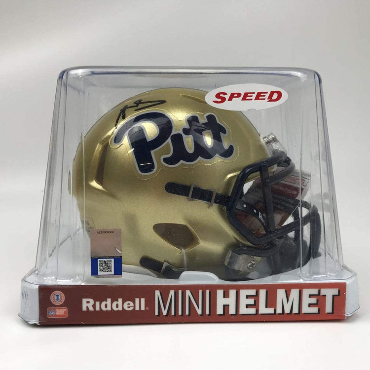 Autographed/Signed Aaron Donald Pittsburgh Panthers College Football Mini Helmet JSA COA