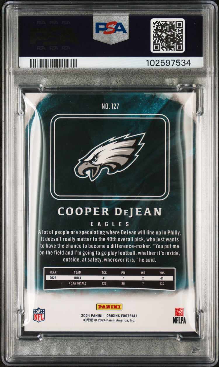 Graded 2024 Panini Origins Cooper DeJean #127 Rookie RC Football Card PSA 9 Mint