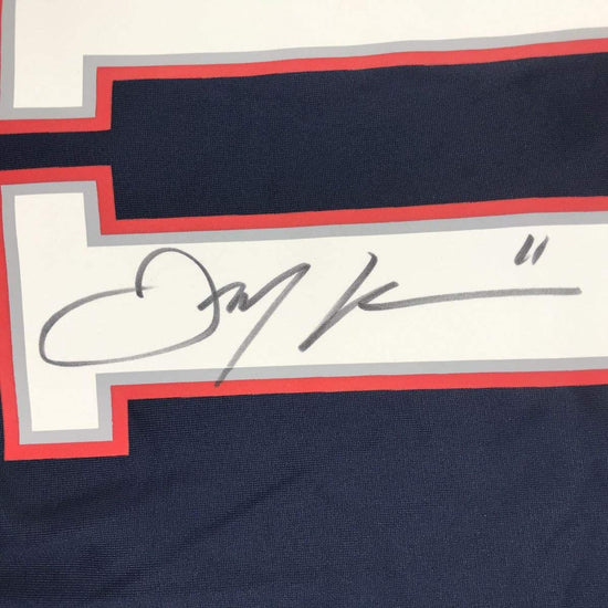 Autographed/Signed Julian Edelman New England Blue Nike Football Jersey Beckett BAS COA