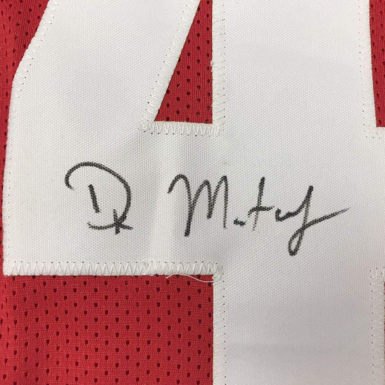 Framed Autographed/Signed DK D.K. Metcalf 33x42 Ole Miss Red College Football Jersey JSA COA