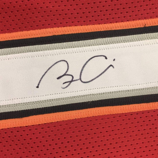 Autographed/Signed Bruce Arians Tampa Bay Red Football Jersey Beckett BAS COA