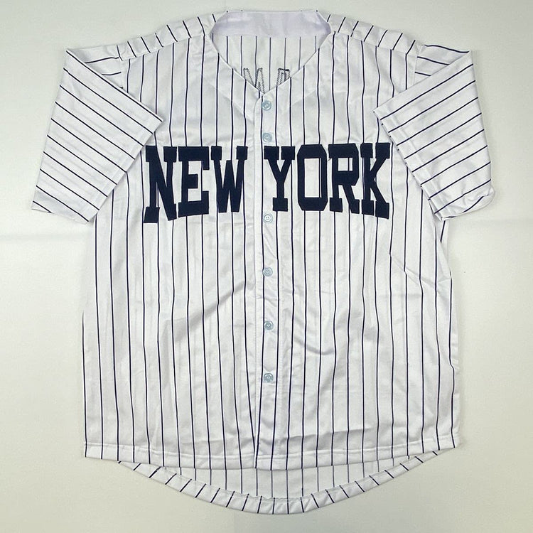 Autographed/Signed Jason Giambi New York Pinstripe Baseball Jersey PSA/DNA COA