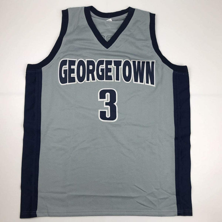 Autographed/Signed Allen Iverson Georgetown Grey College Basketball Jersey JSA COA