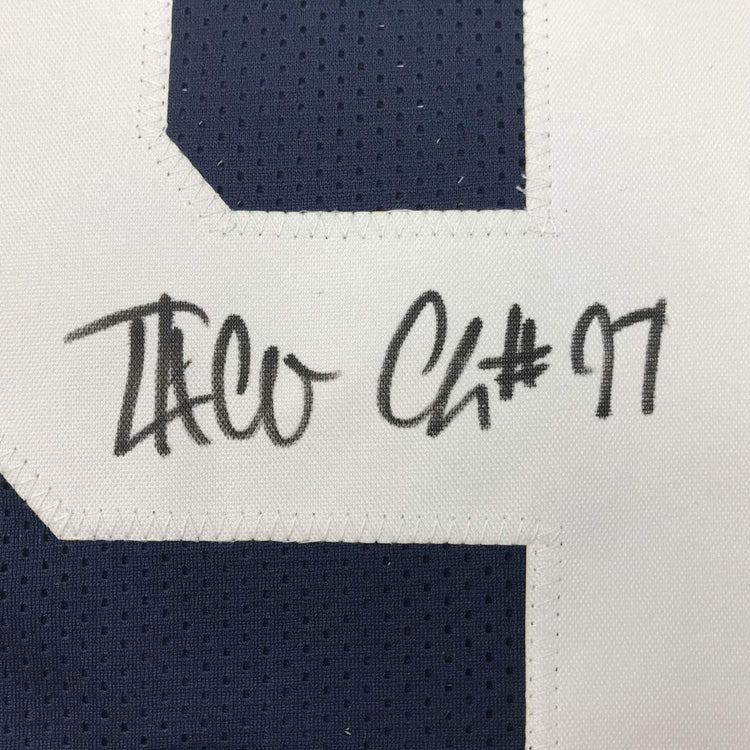 Framed Autographed/Signed Taco Charlton 33x42 Dallas Thanksgiving Day Football Jersey JSA COA