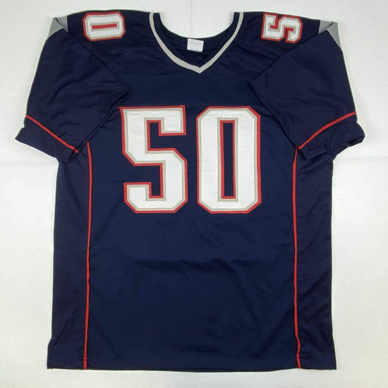 Autographed/Signed Chase Winovich New England Blue Football Jersey Beckett BAS COA
