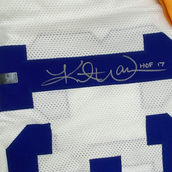 Framed Autographed/Signed Kurt Warner 33x42 St. Louis White Football Jersey GTSM COA