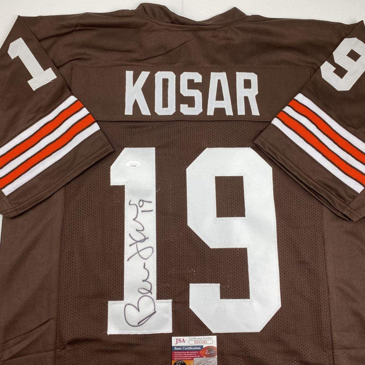 Autographed/Signed Bernie Kosar Cleveland Brown Football Jersey JSA COA