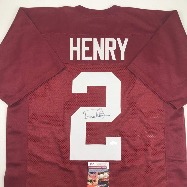 Autographed/Signed Derrick Henry Alabama Red College Football Jersey JSA COA