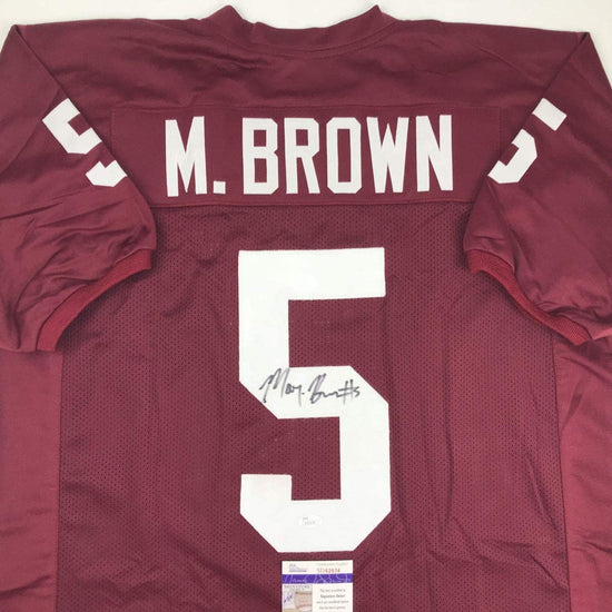 Autographed/Signed Marquise Brown Oklahoma Red College Football Jersey JSA COA