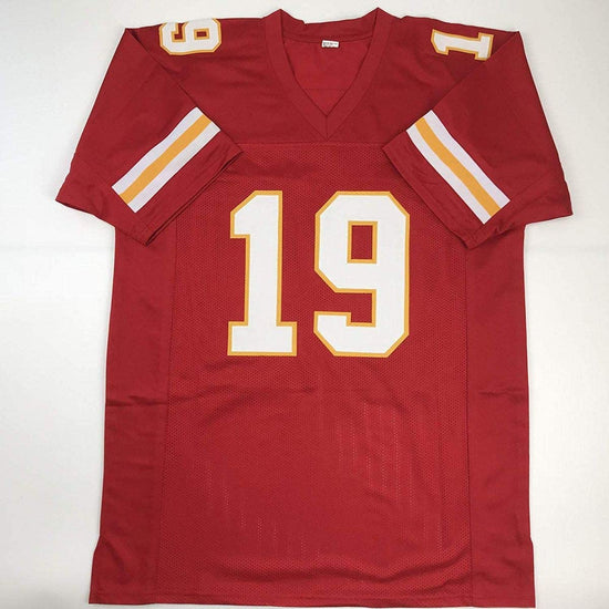 Autographed/Signed Joe Montana Kansas City Red Football Jersey JSA COA