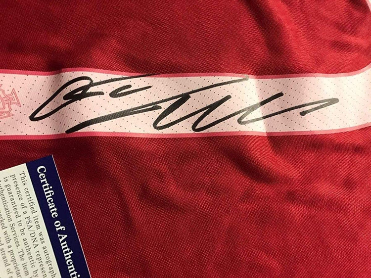 Framed Autographed/Signed Cristiano Ronaldo 33x42 Portugal Red World Cup Soccer Futbol Jersey PSA/DNA COA